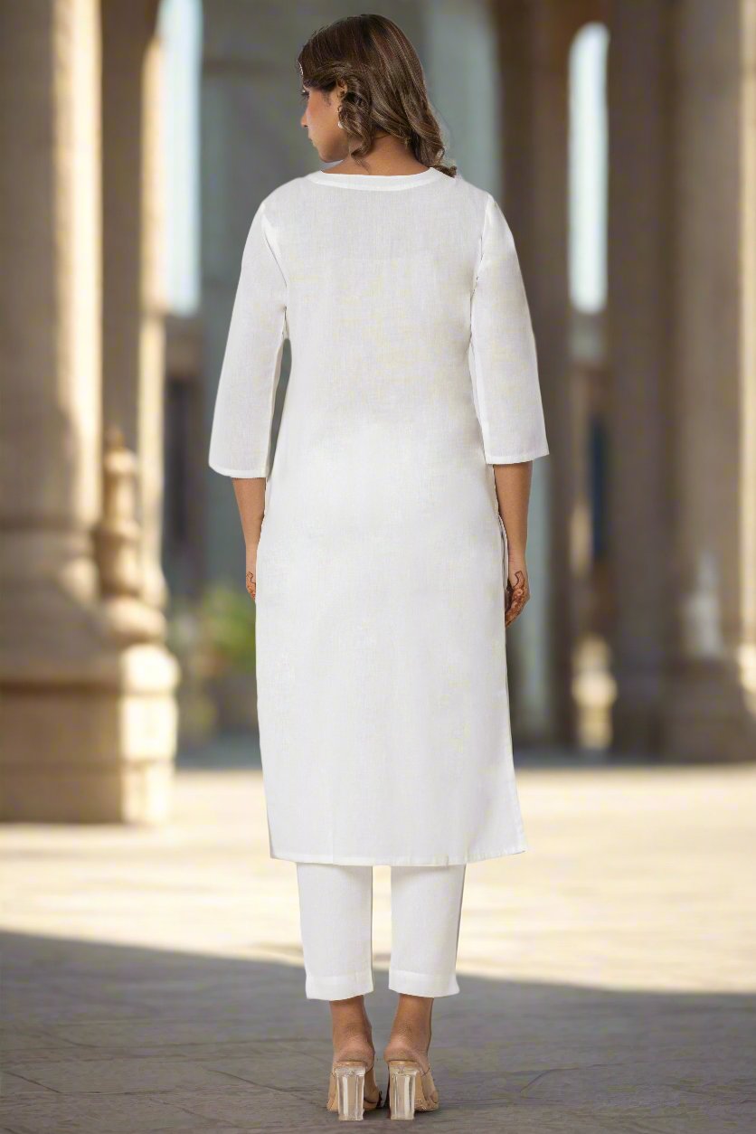 White Airy Linen Long Kurta