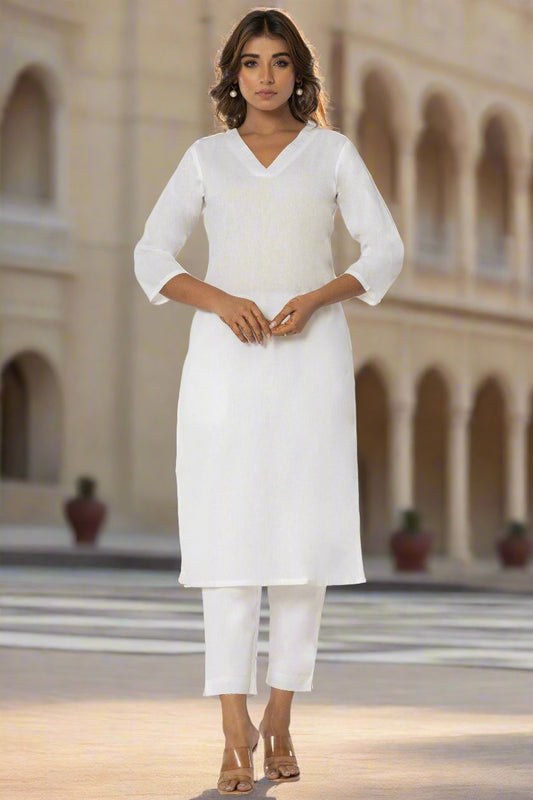 White Airy Linen Long Kurta