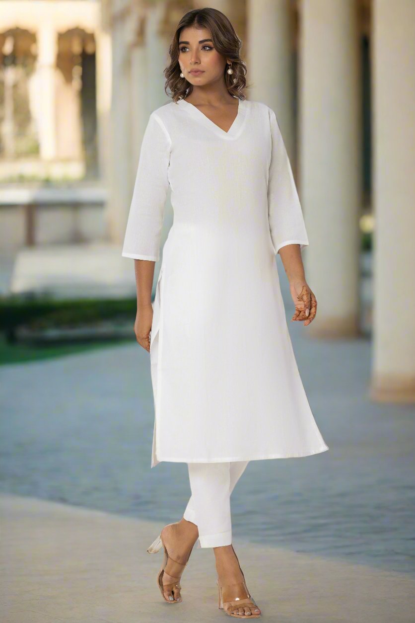 White Airy Linen Long Kurta