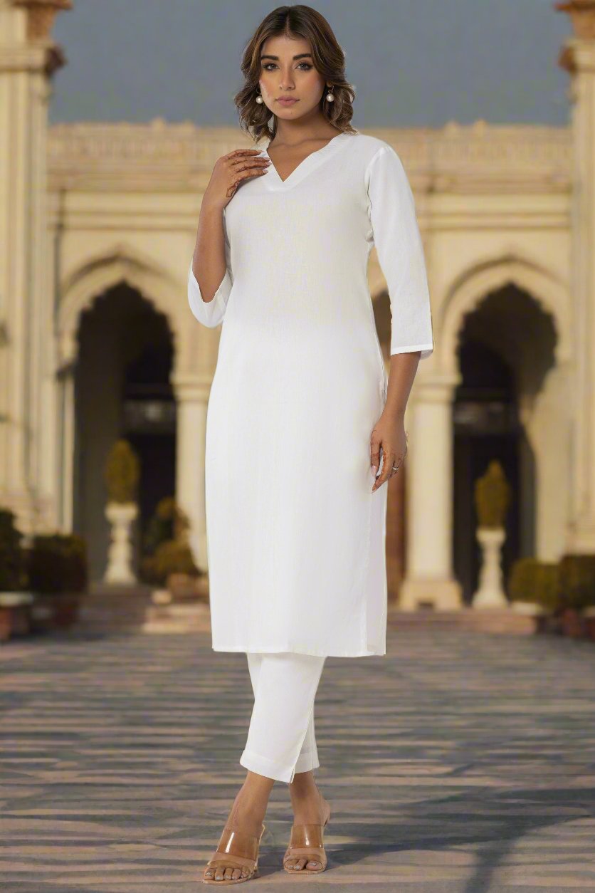 White Airy Linen Long Kurta