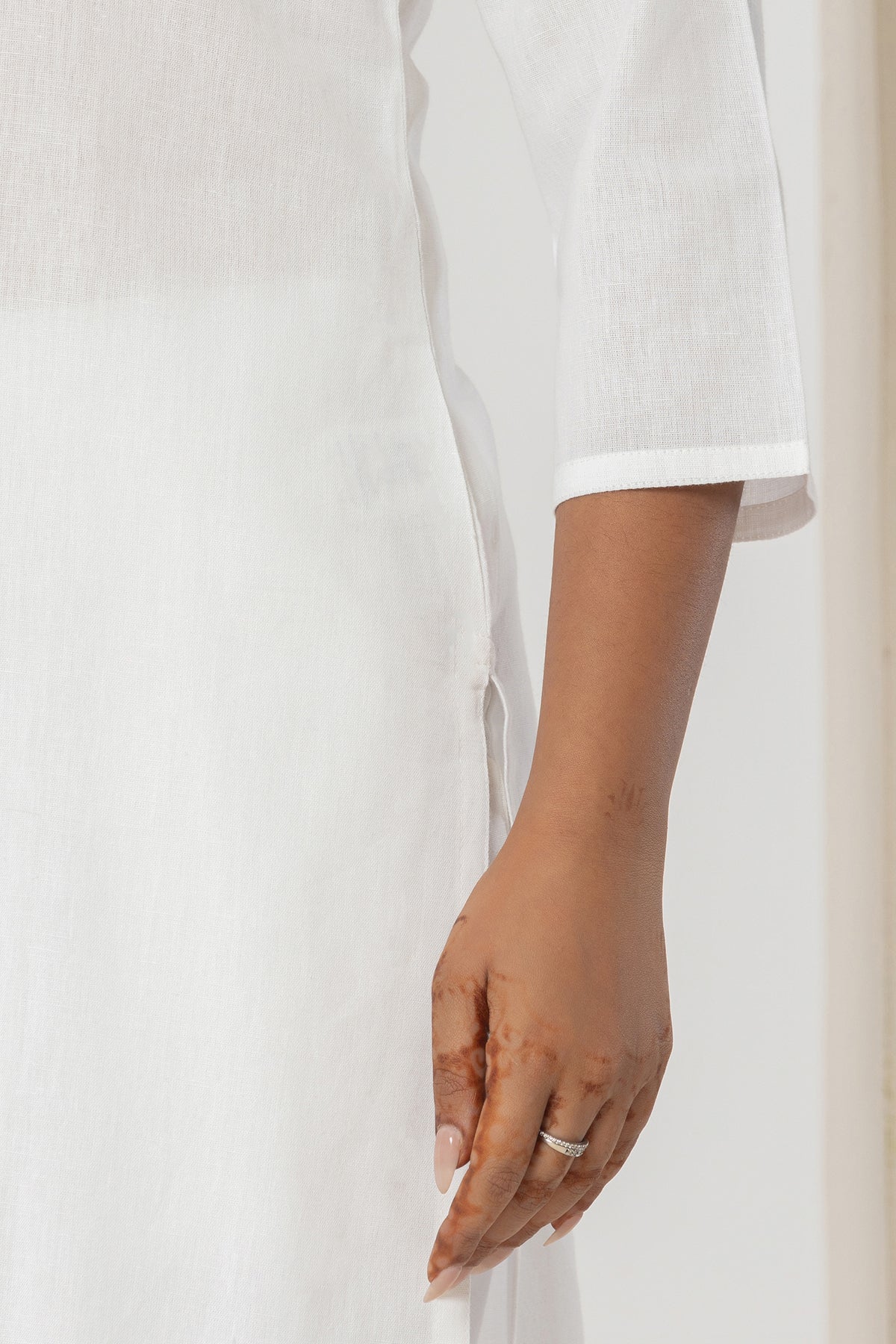 White Airy Linen Long Kurta