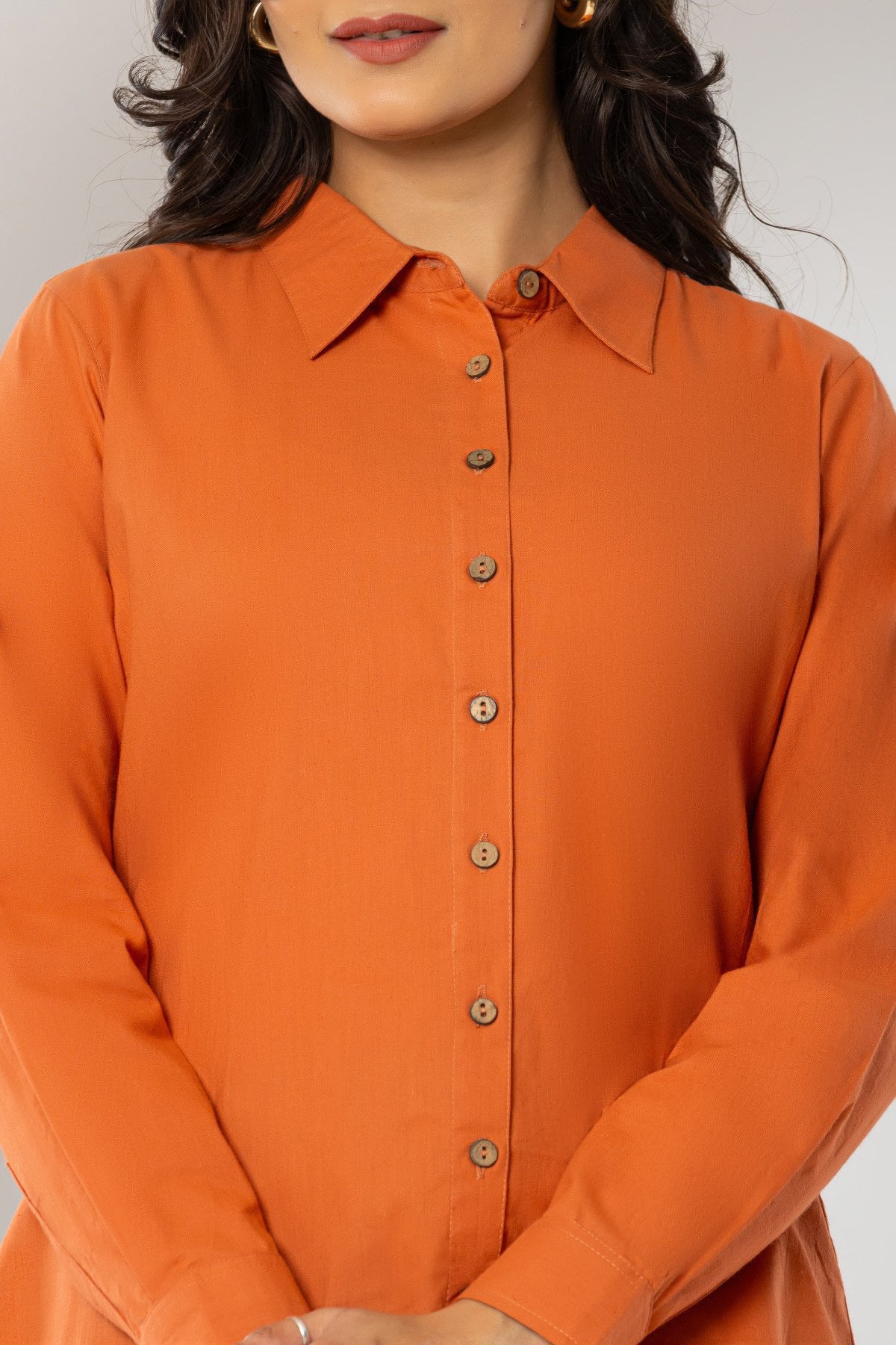 Rust Orange Cotton Shirt