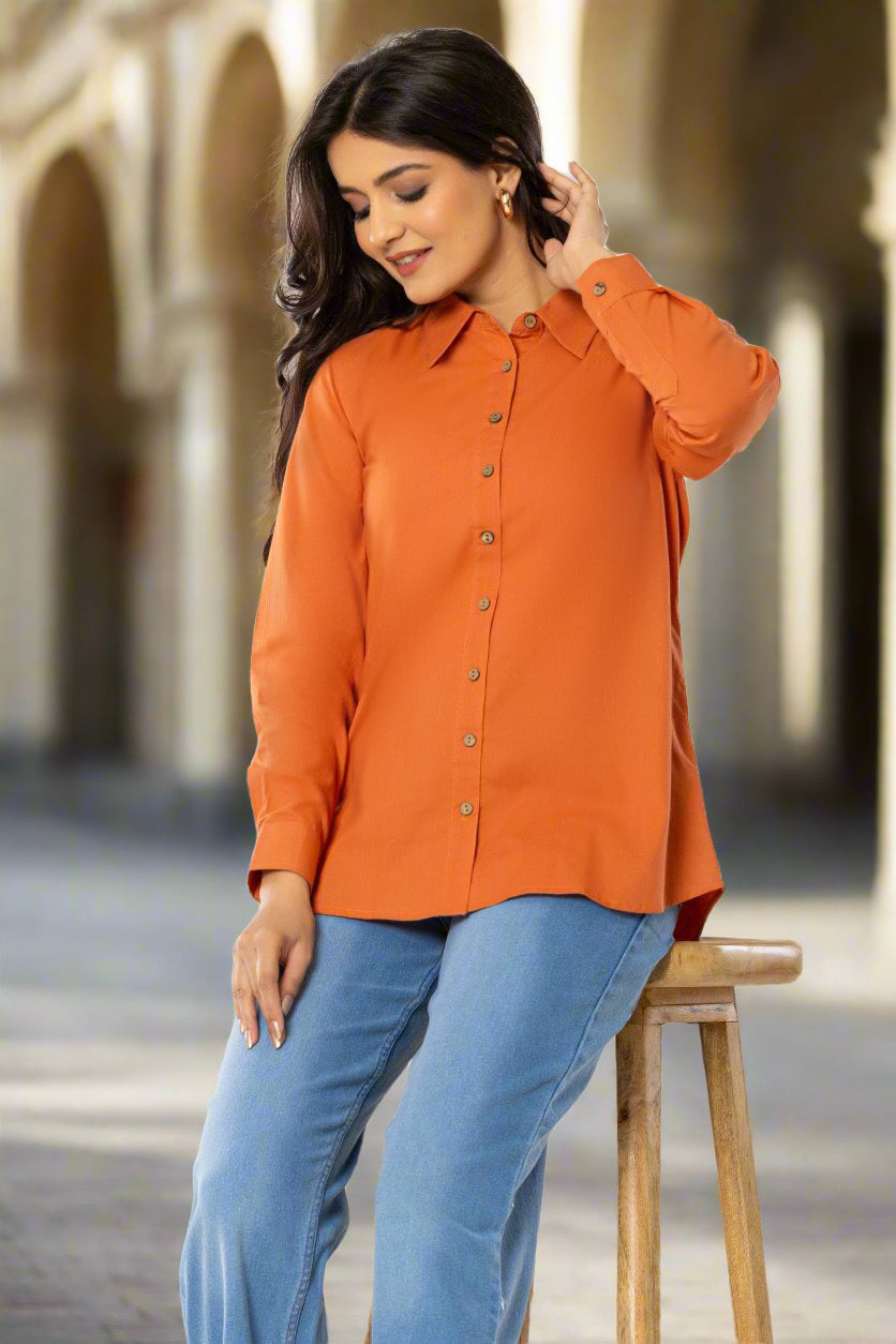 Rust Orange Cotton Shirt