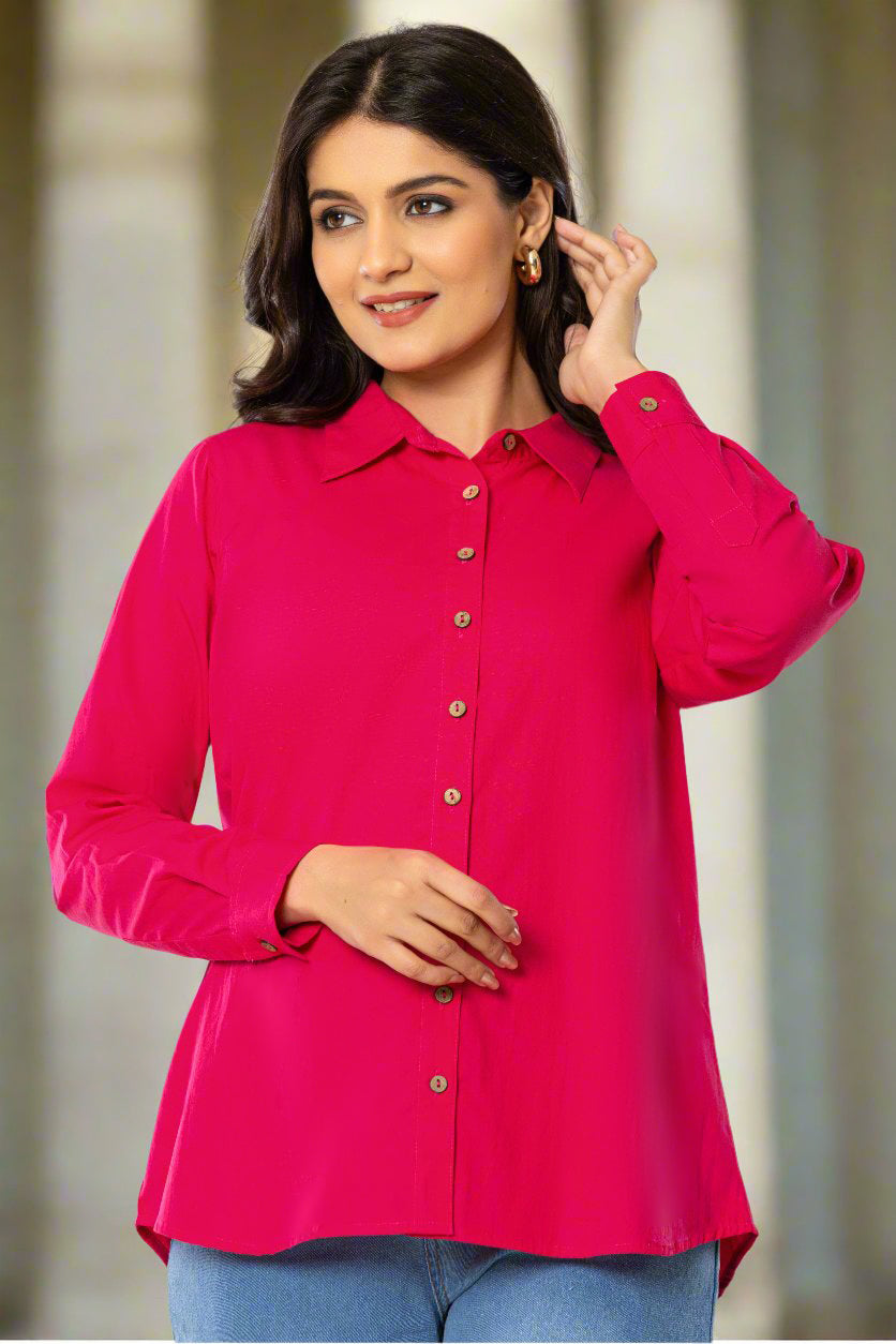 Magenta Pink Cotton Shirt