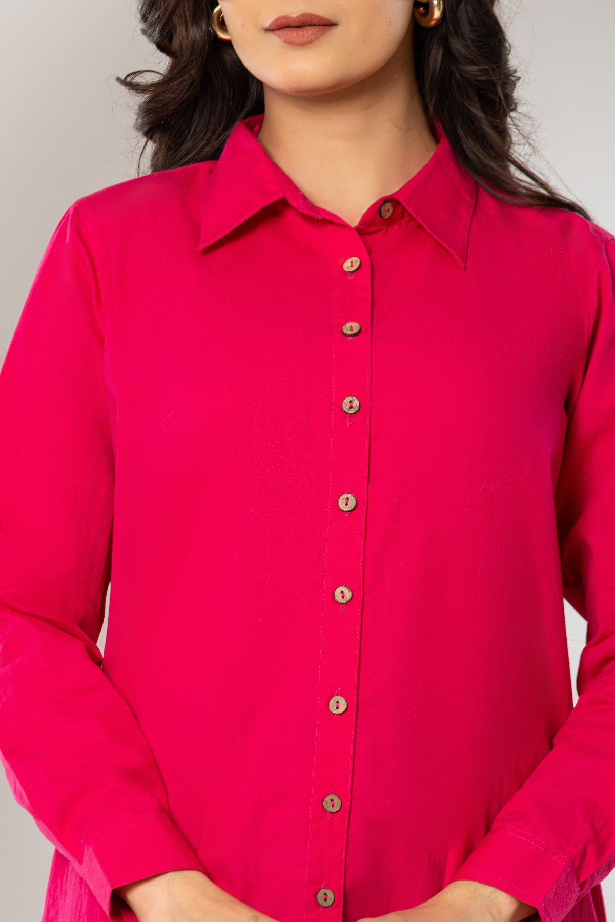 Magenta Pink Cotton Shirt