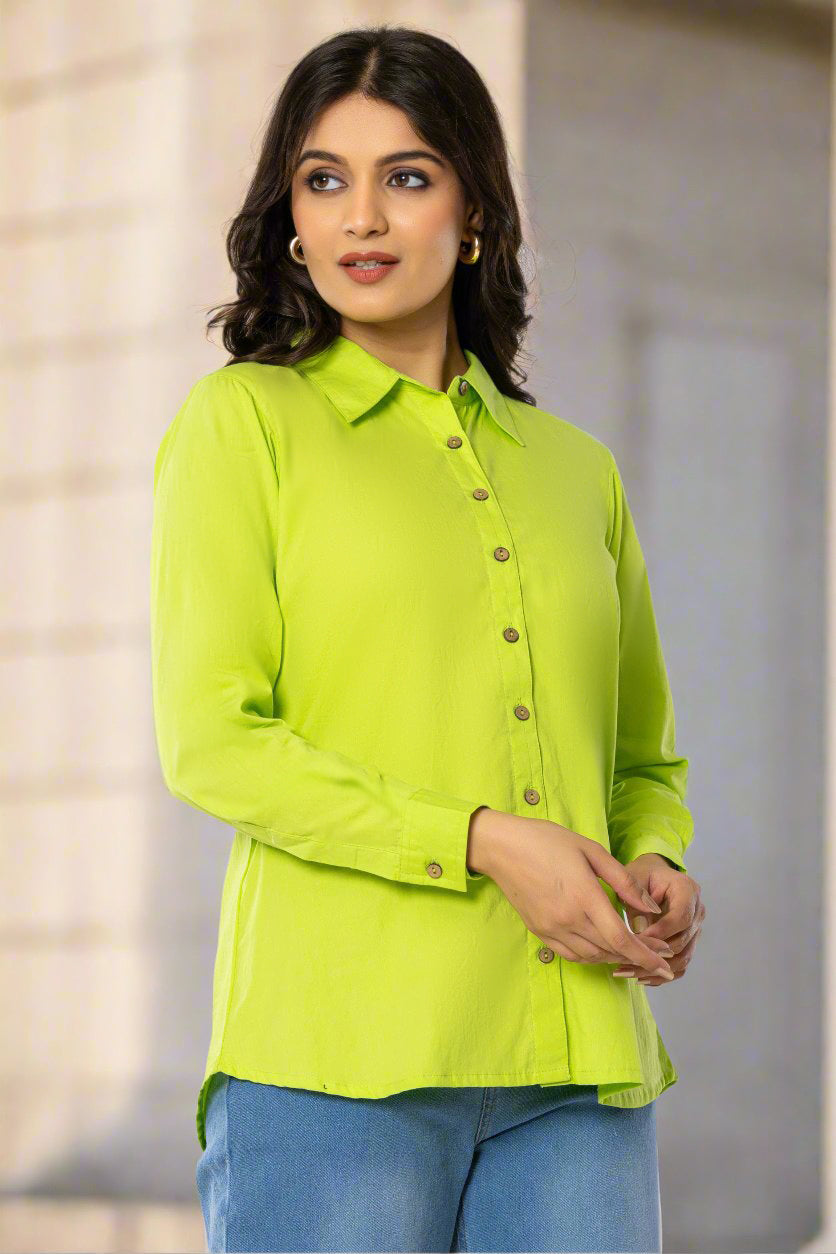 Neon Green Cotton Shirt Satvv Neon Green Cotton Shirt Satvv