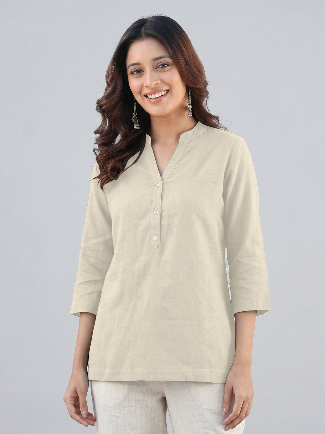 Cream Airy Linen Top