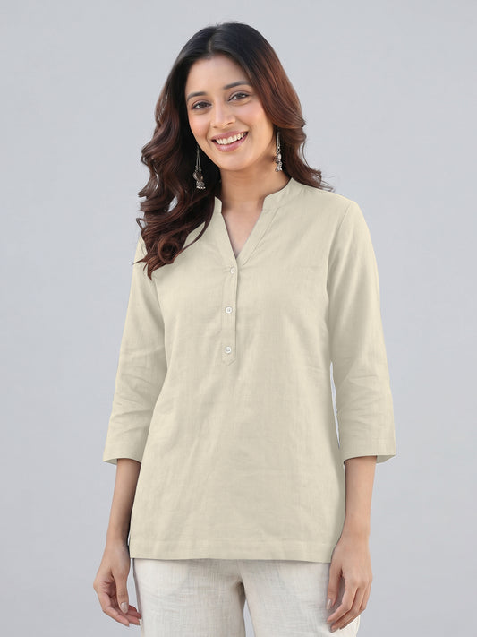 Cream Airy Linen Top