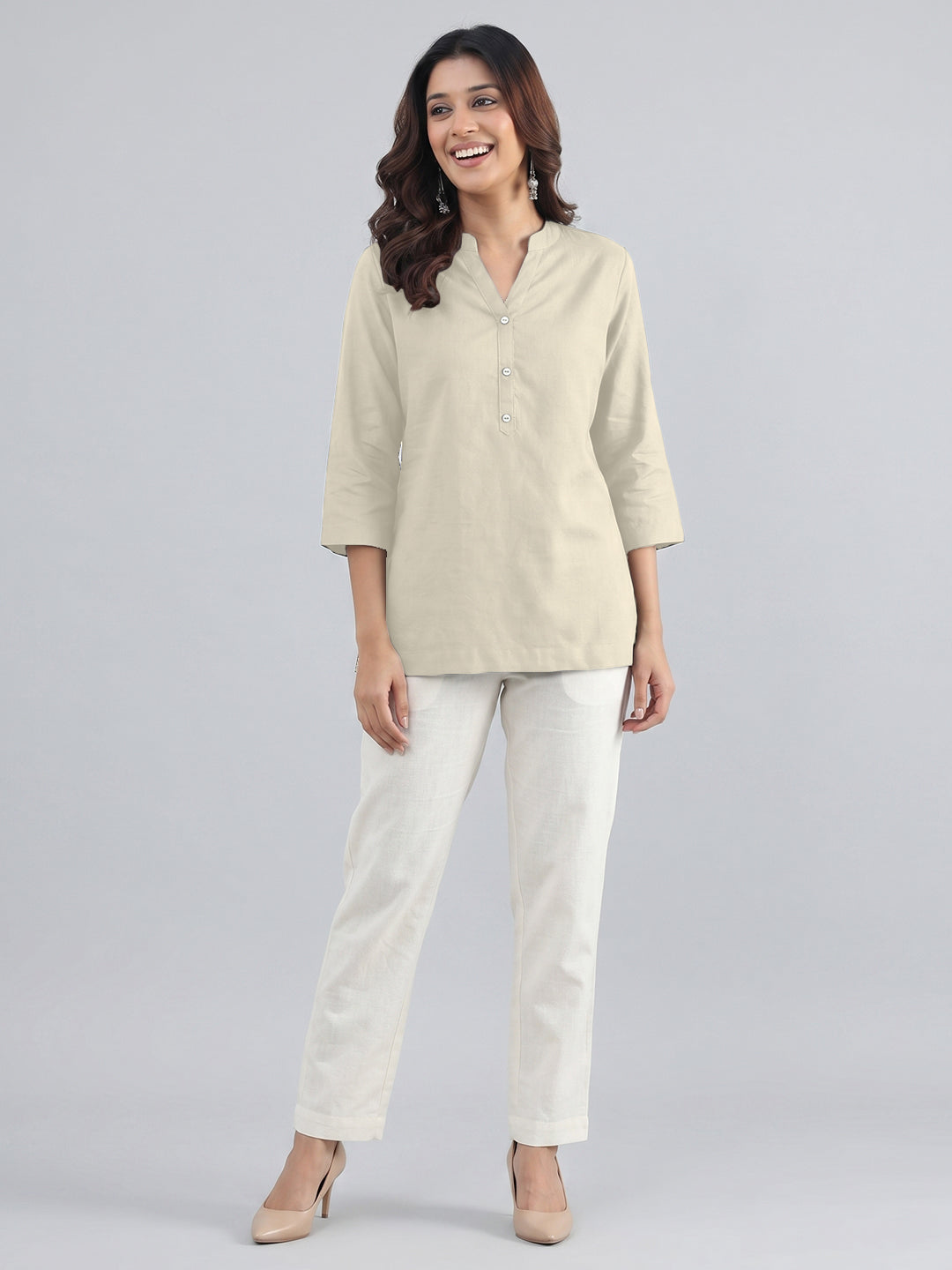 Cream Airy Linen Top
