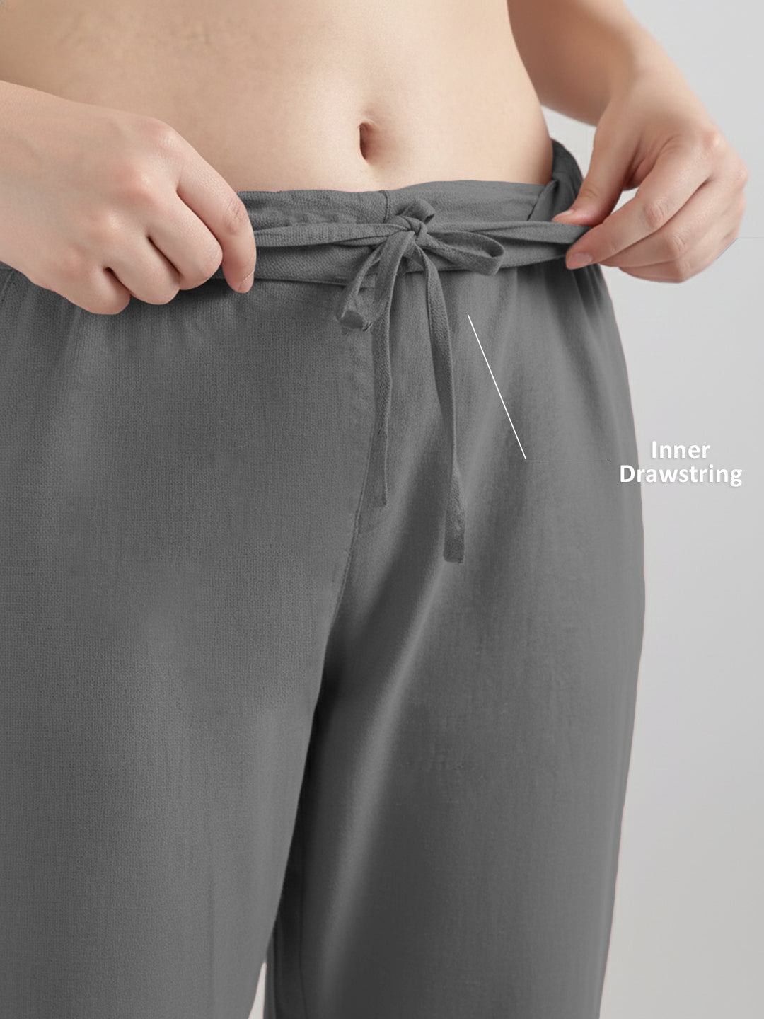 Dull Gray Airy Linen Pants