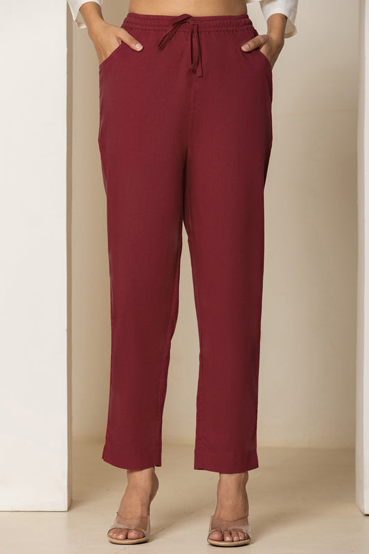 Maroon Everyday Cotton Pants
