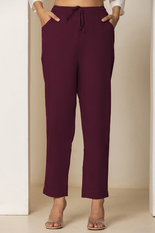 Burgundy Everyday Cotton Pants