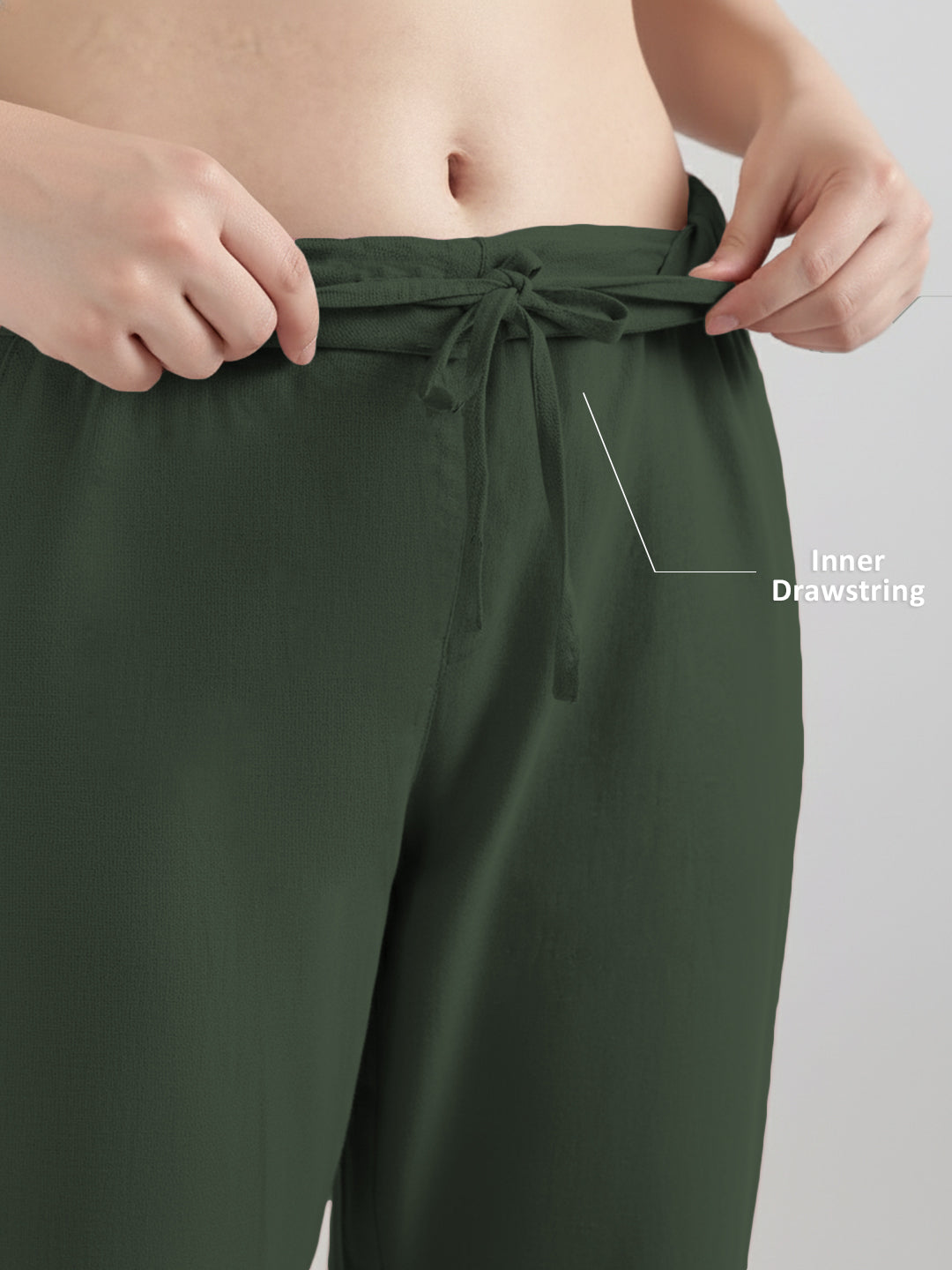 Bottle Green Airy Linen Pants