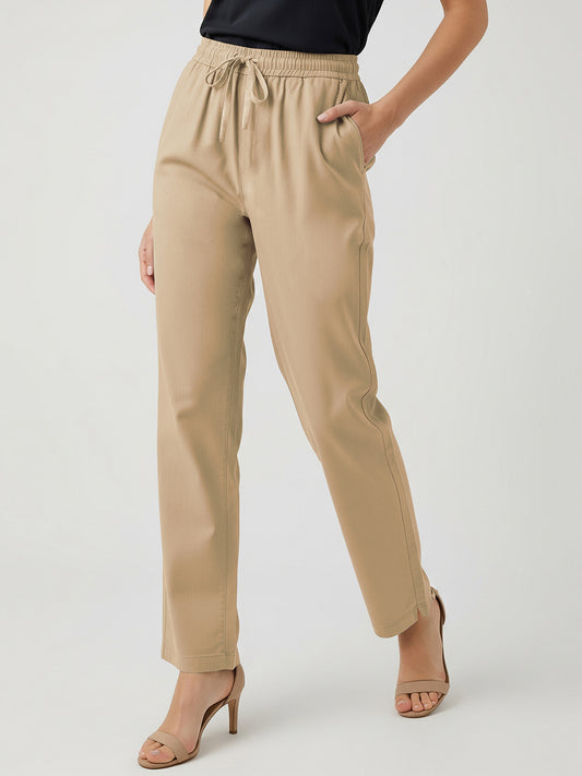 Beige Everyday Cotton Pants