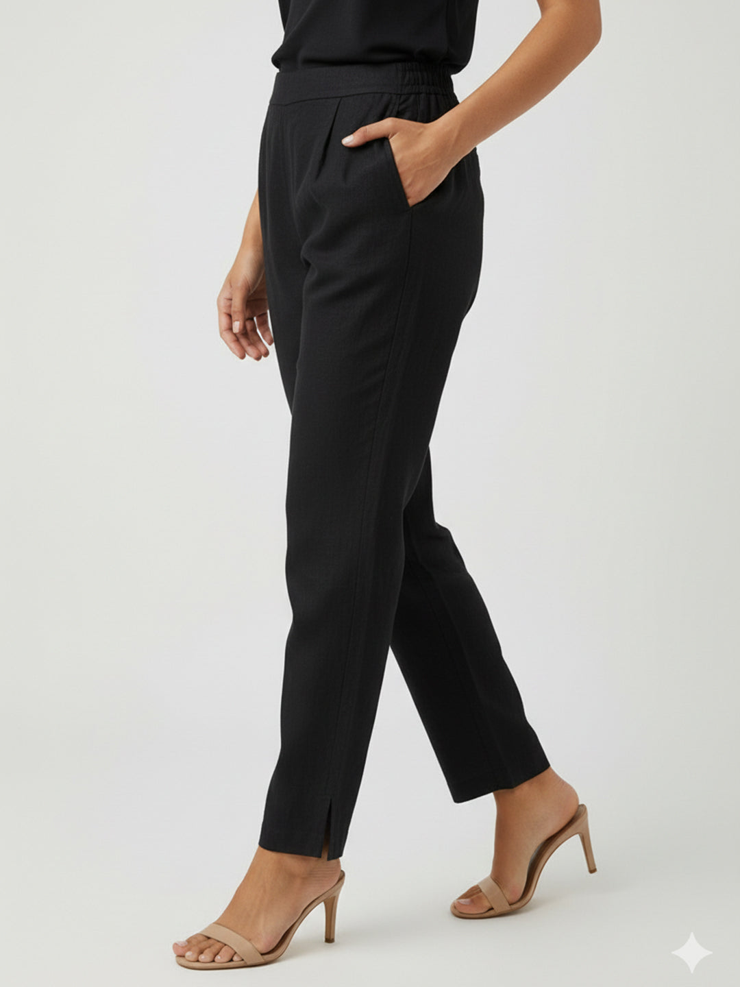 Black Airy Linen Pants