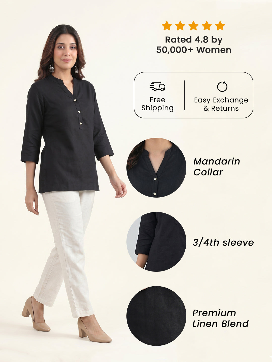 Black Airy Linen Top