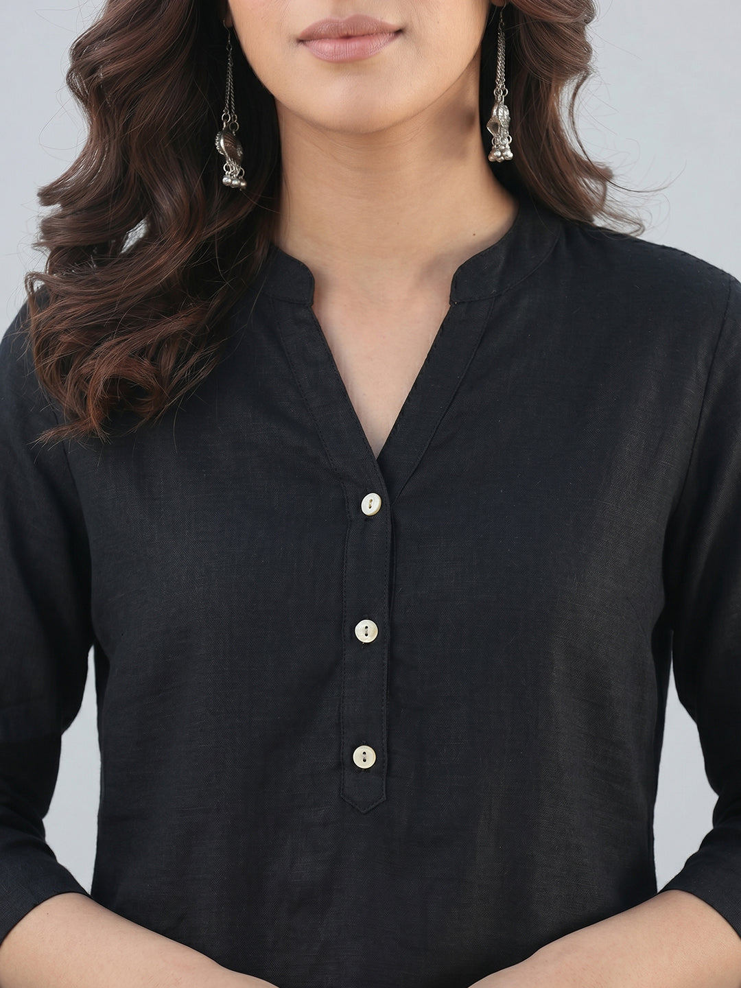 Black Airy Linen Top