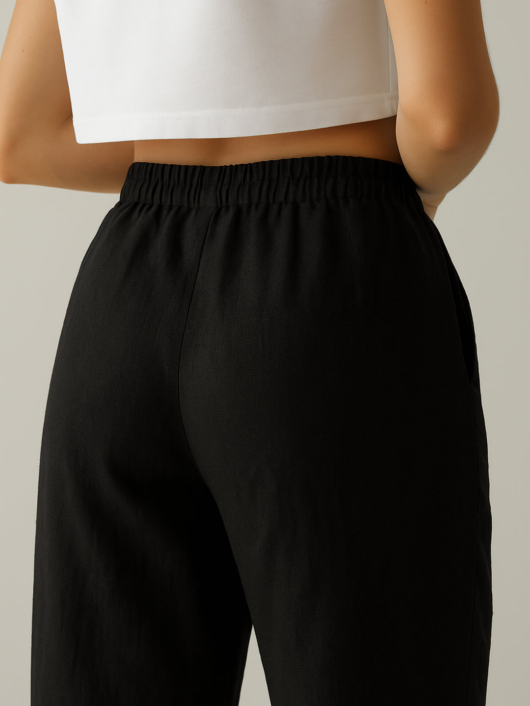 Black Airy Linen Pants