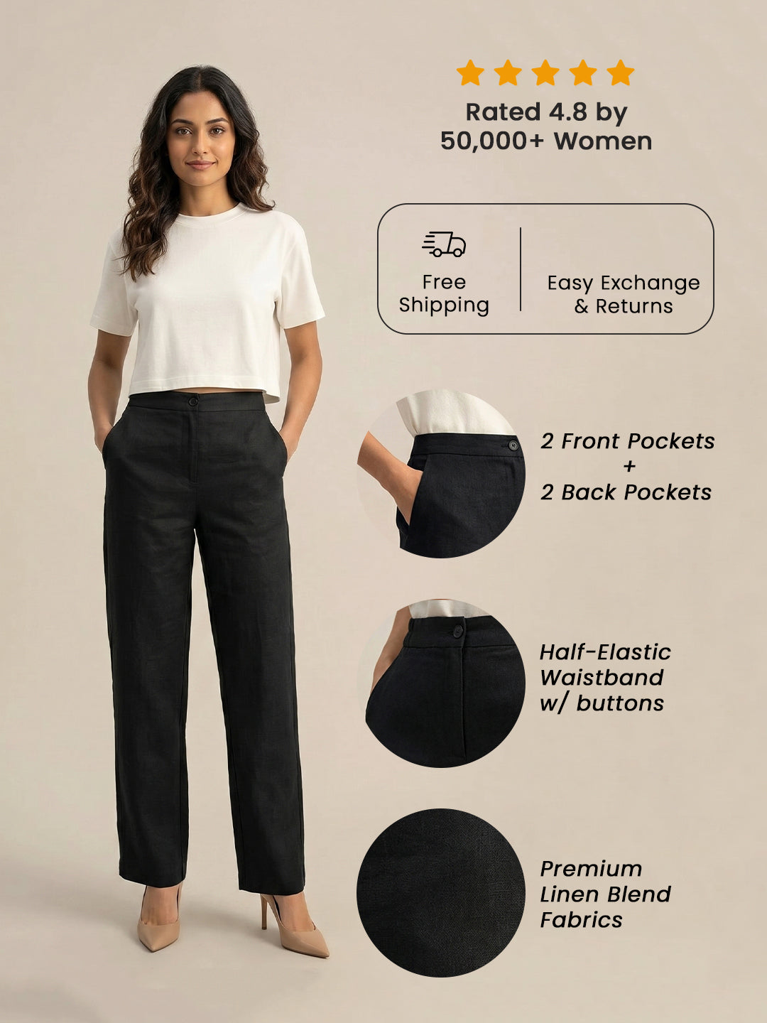Black Formal Airy Linen Pants