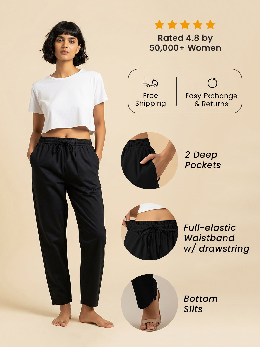 Black Everyday Cotton Pants