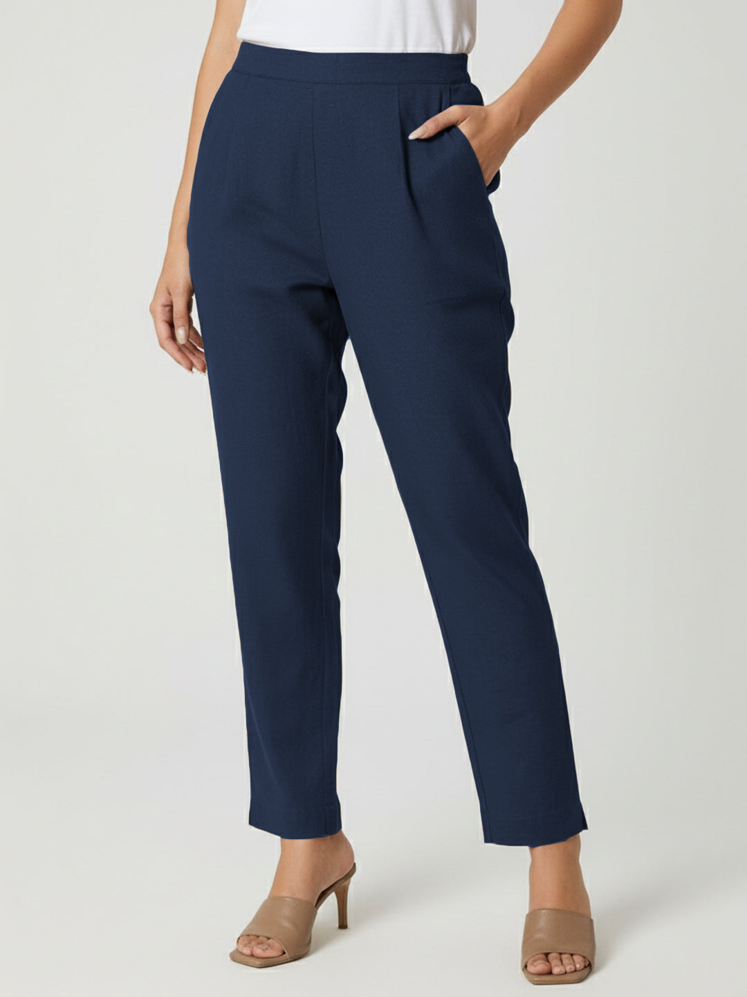 Dark Blue Airy Linen Pants