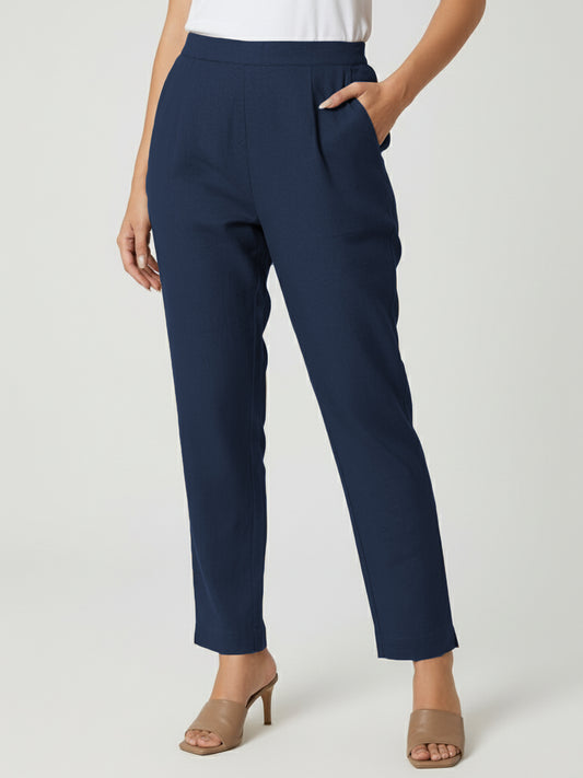 Dark Blue Airy Linen Pants