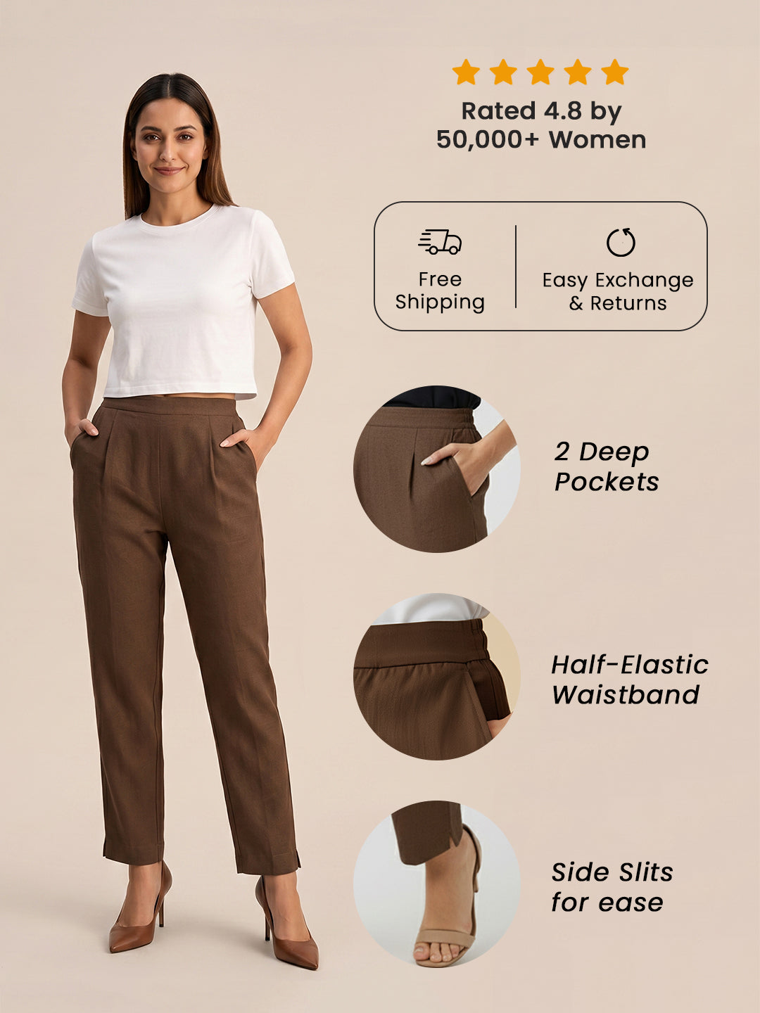 Dark Brown Airy Linen Pants