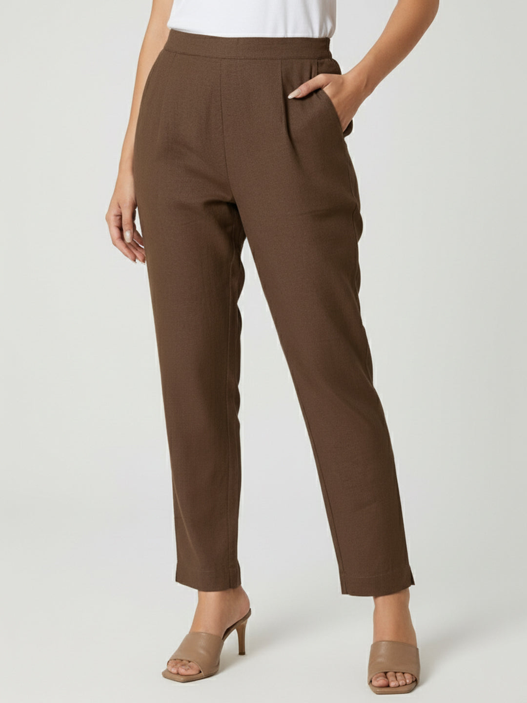 Dark Brown Airy Linen Pants