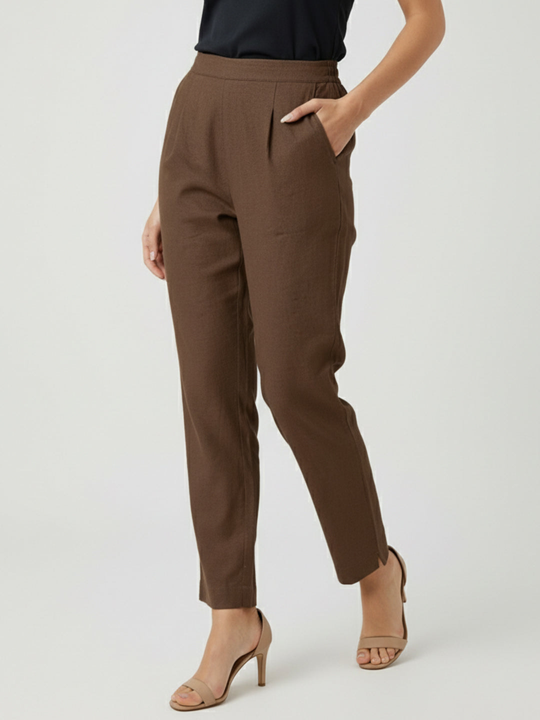 Dark Brown Airy Linen Pants