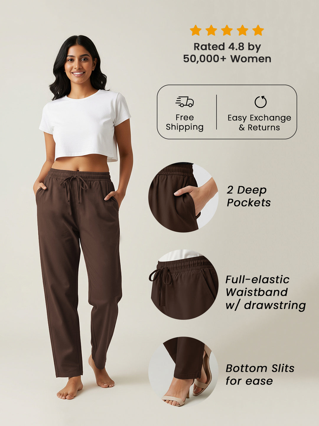 Dark Brown Everyday Cotton Pants