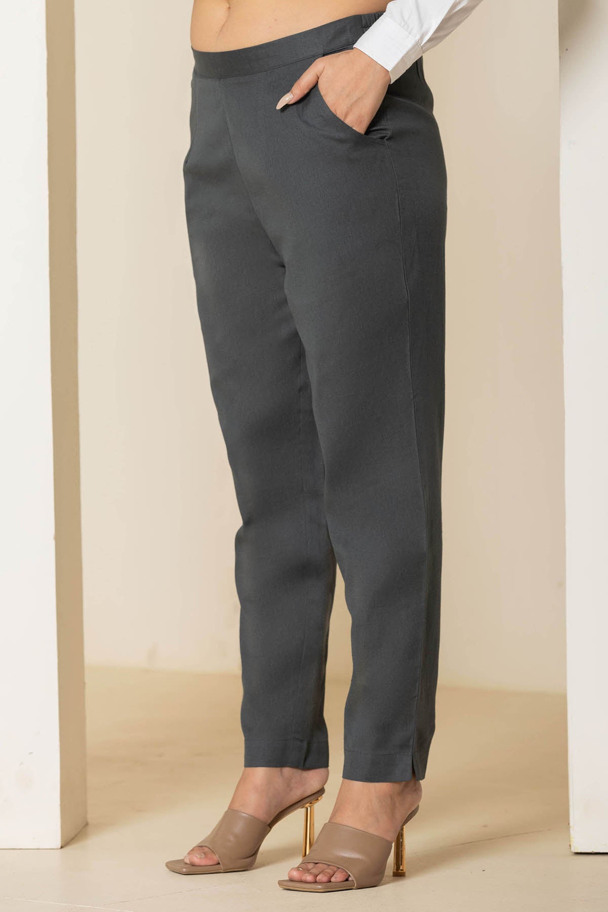 Cement Grey Airy Linen Pants