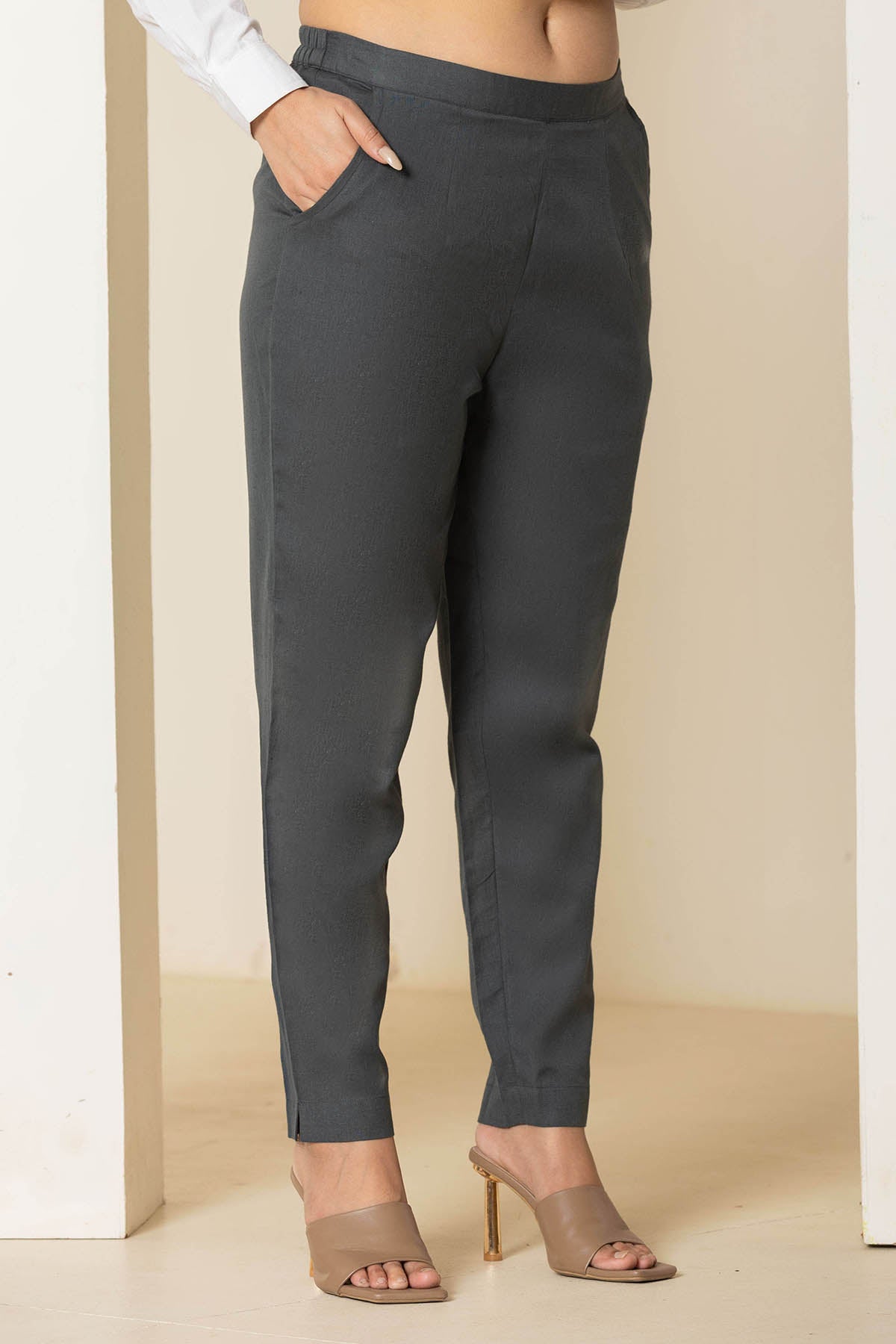 Cement Grey Airy Linen Pants