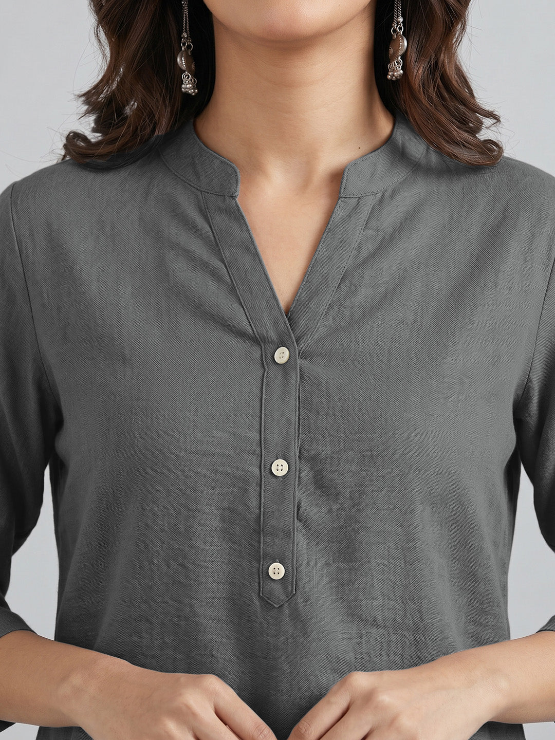 Charcoal Grey Airy Linen Top