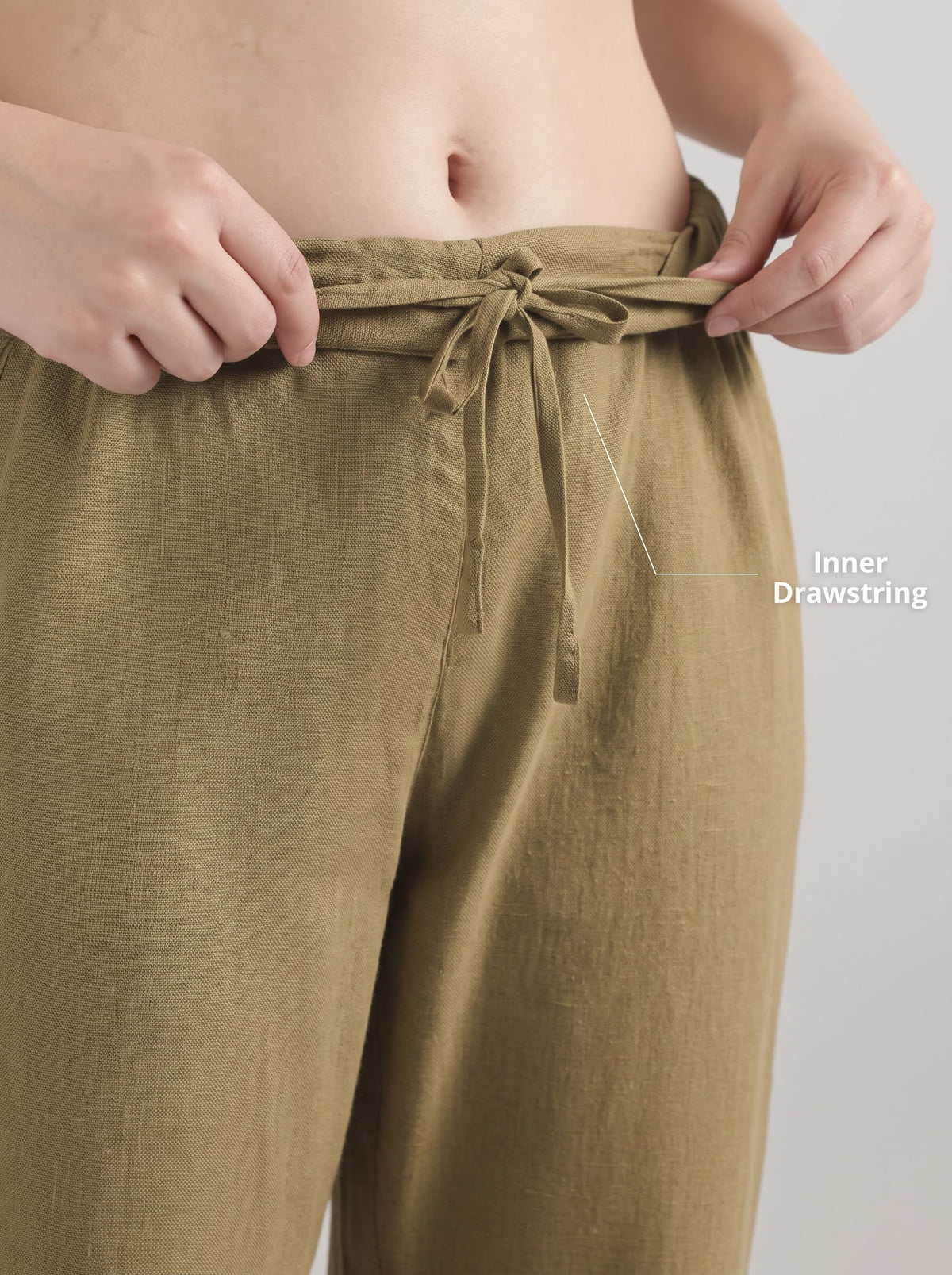 Olive Green Airy Linen Pants