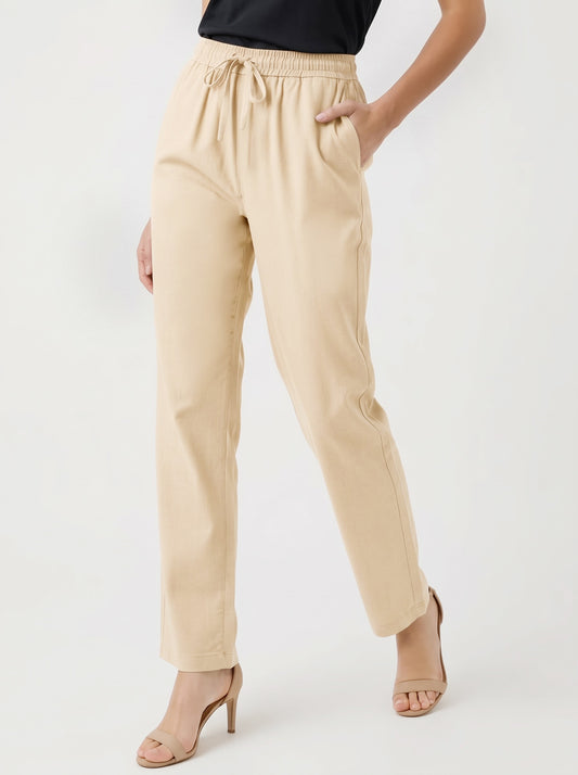Cream Airy Linen Pants