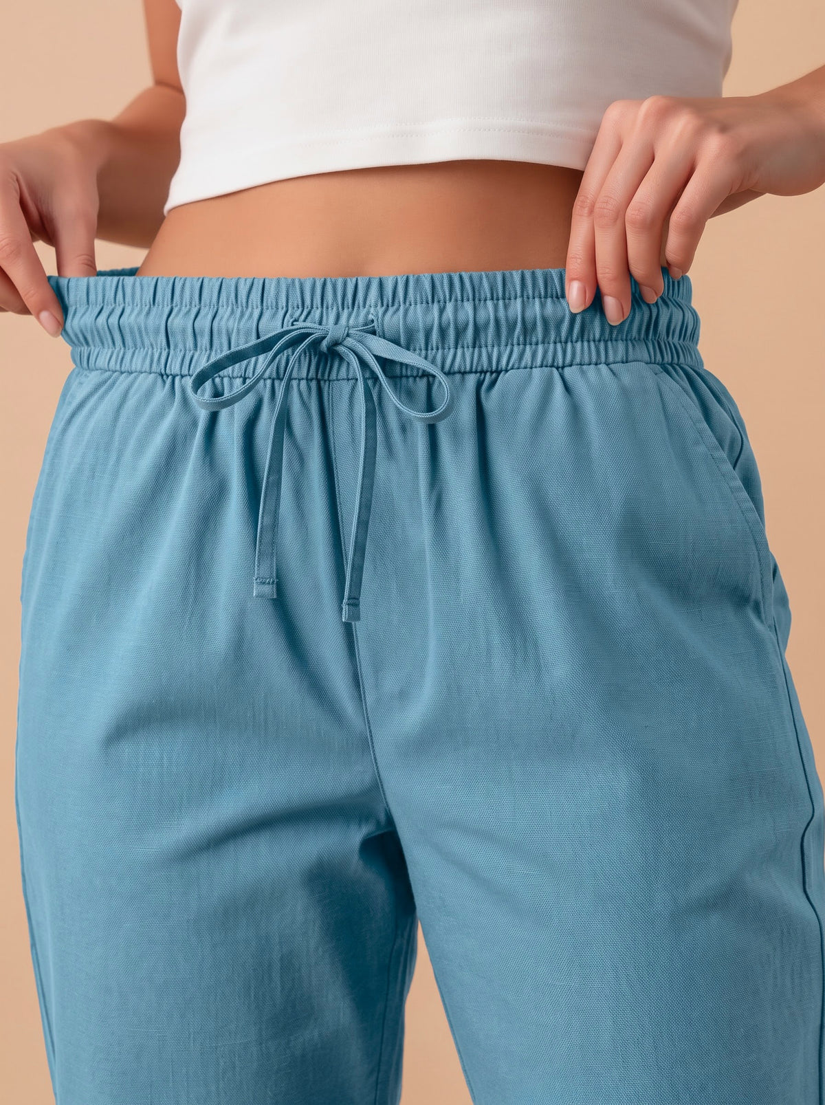 Blue Airy Linen Pants