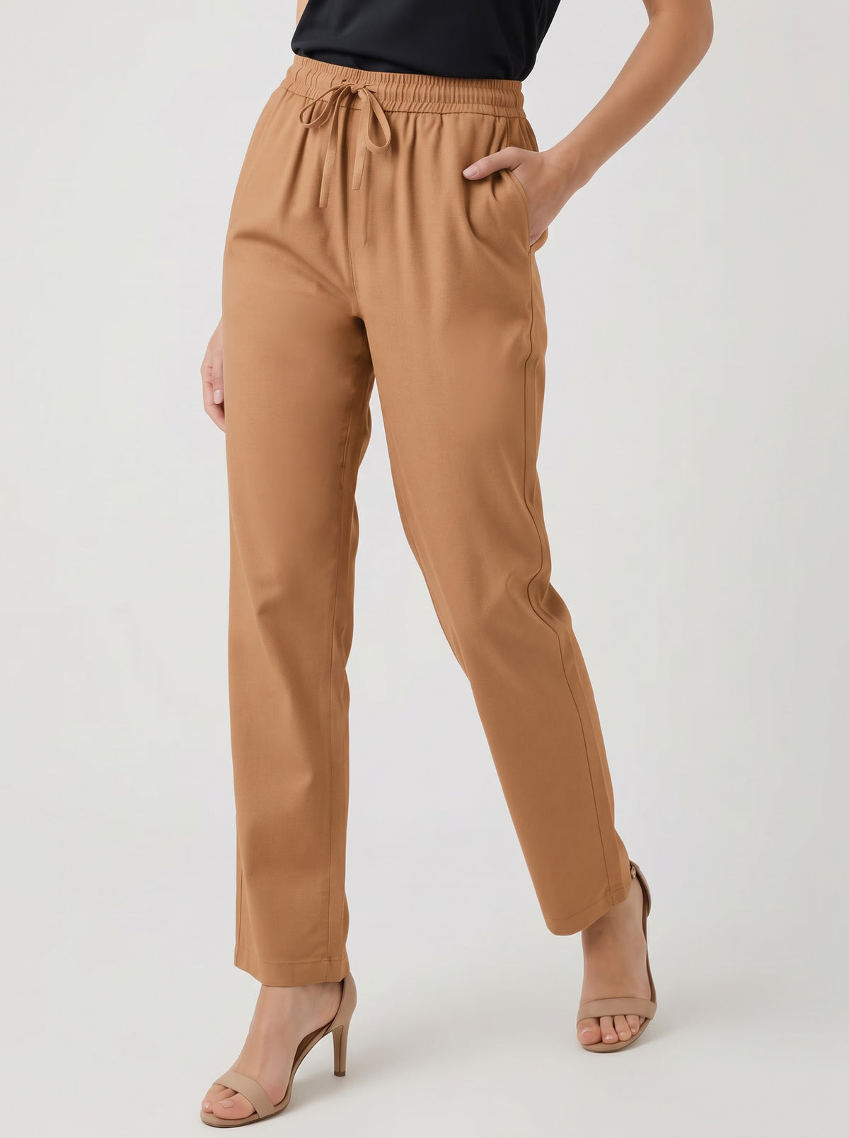 Sand Brown Airy Linen Pants