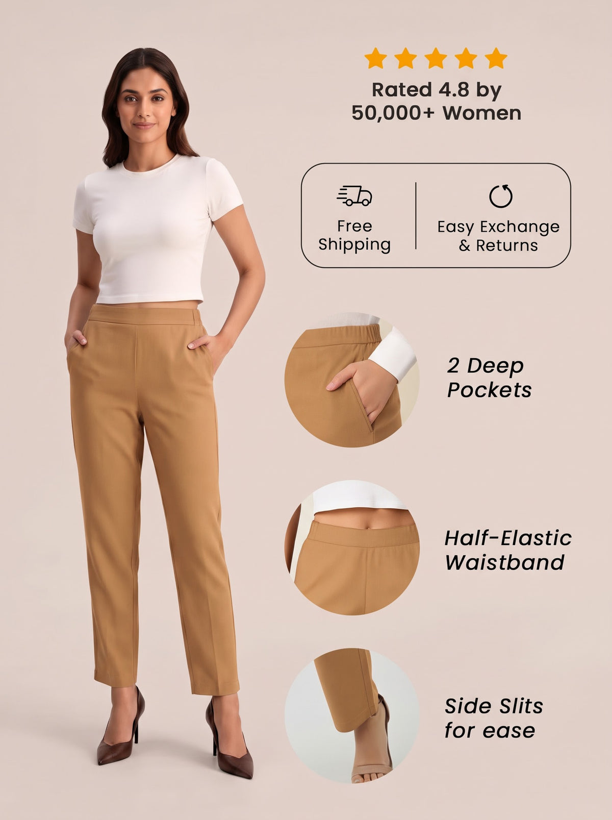 Sand Brown Airy Linen Pants