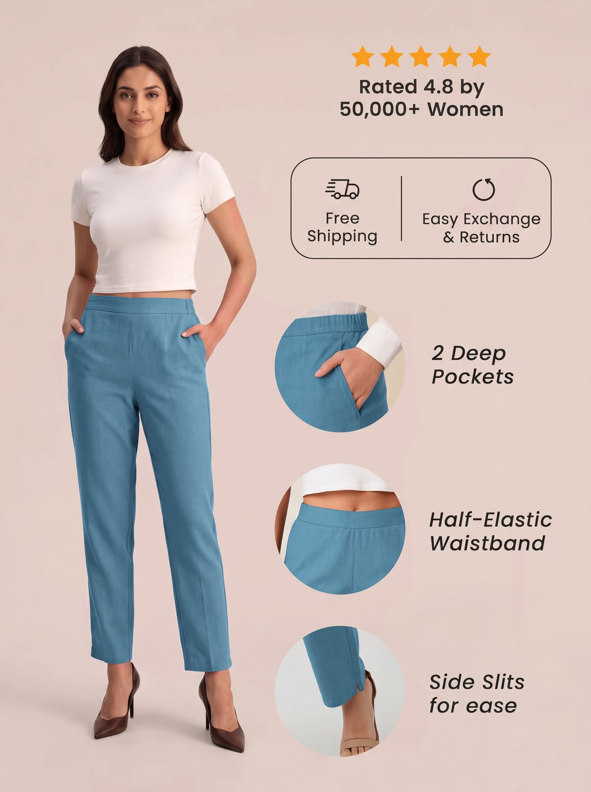 Blue Airy Linen Pants