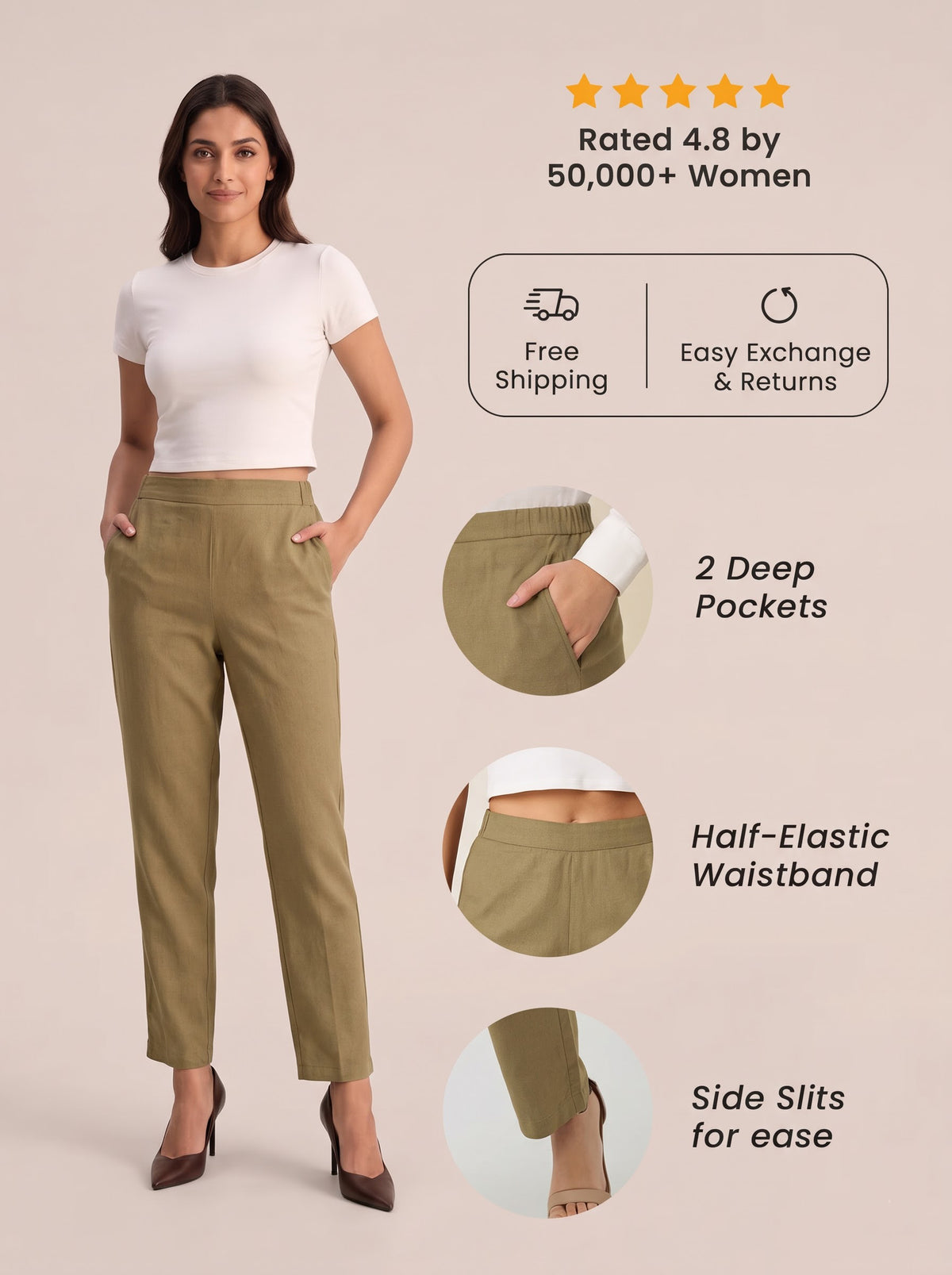 Olive Green Airy Linen Pants