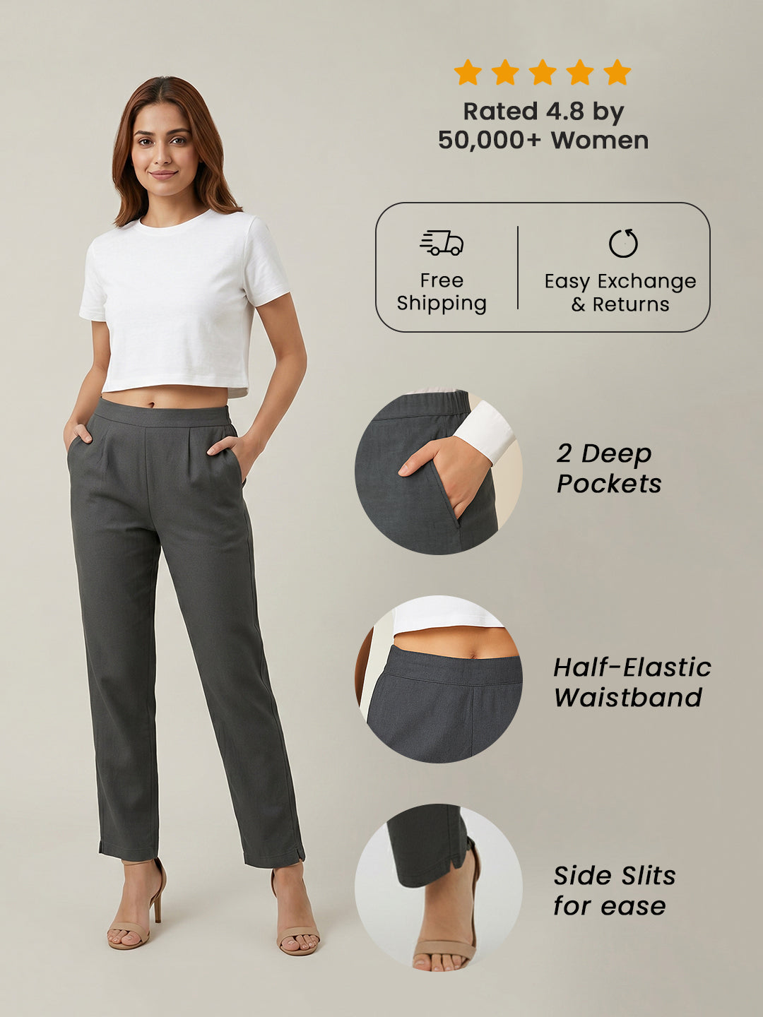 Charcoal Grey Airy Linen Pants