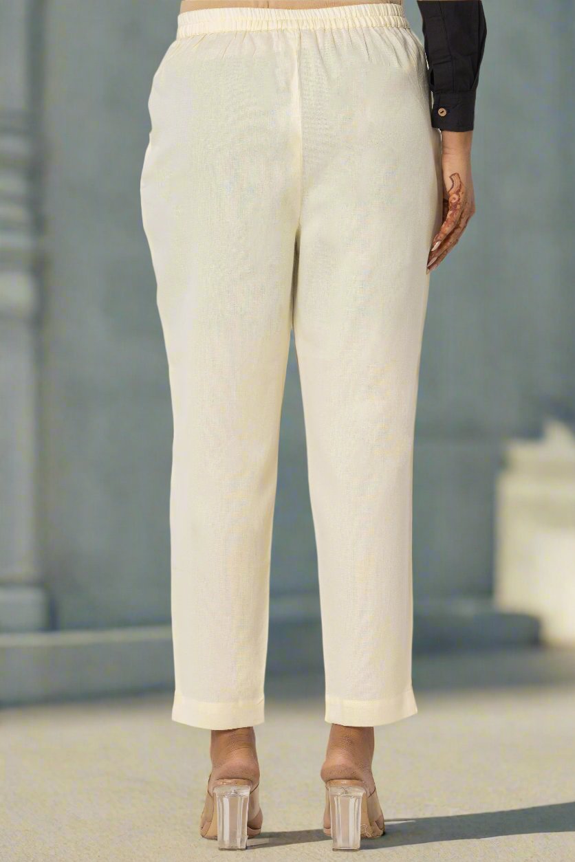 Cream Airy Linen Pants