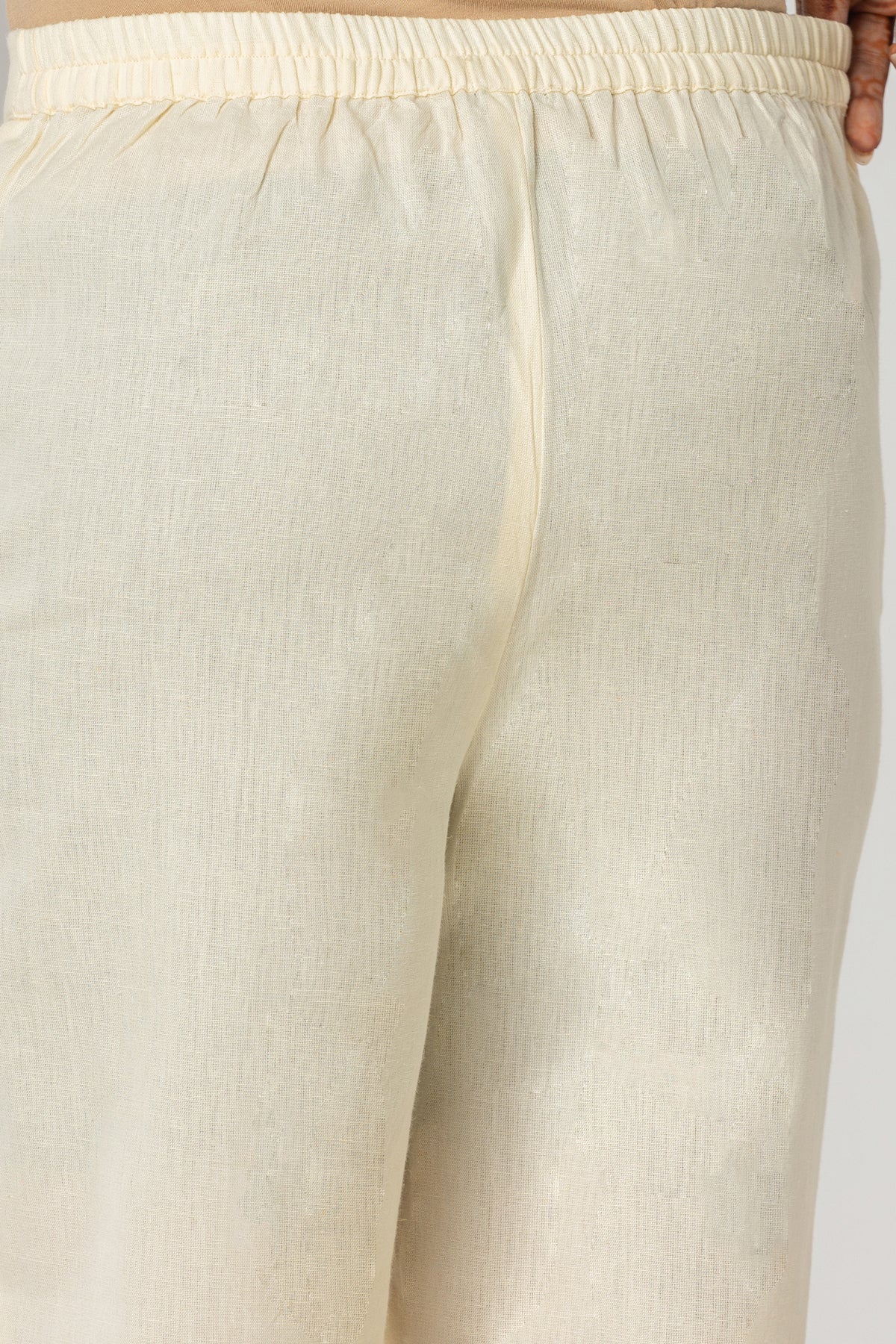 Cream Airy Linen Pants