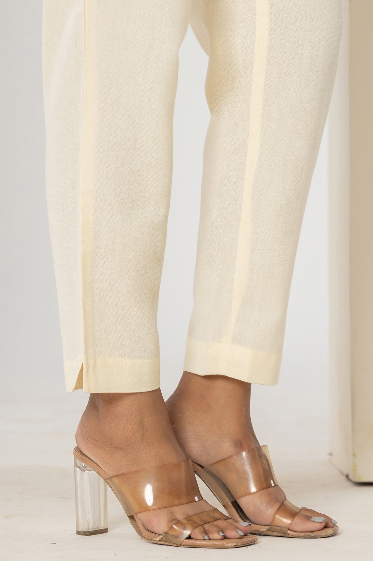 Cream Airy Linen Pants