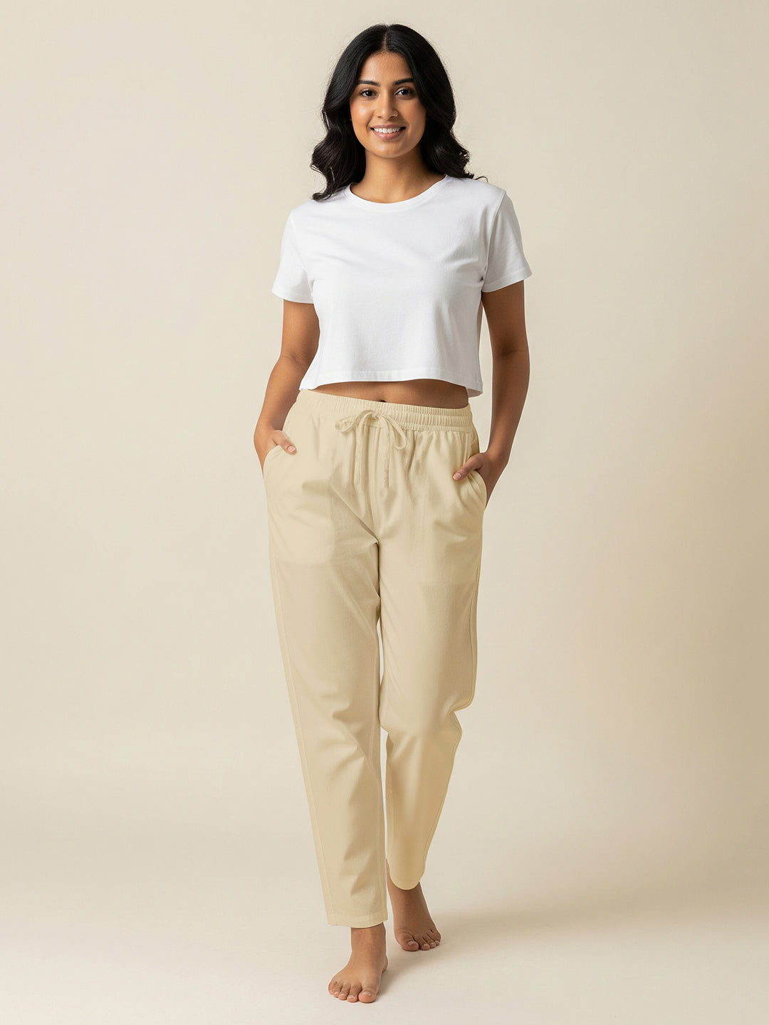 Cream Everyday Cotton Pants