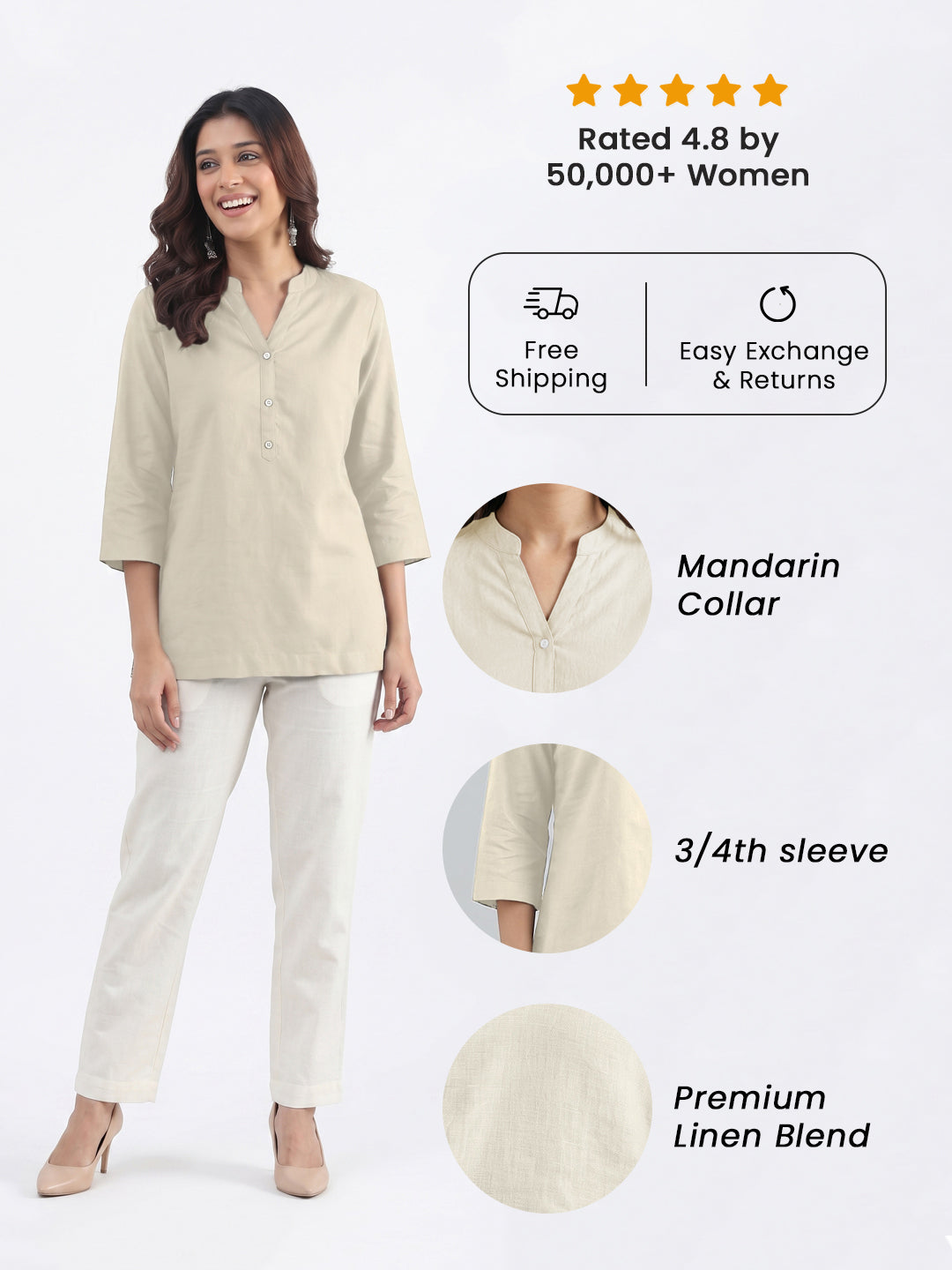 Cream Airy Linen Top