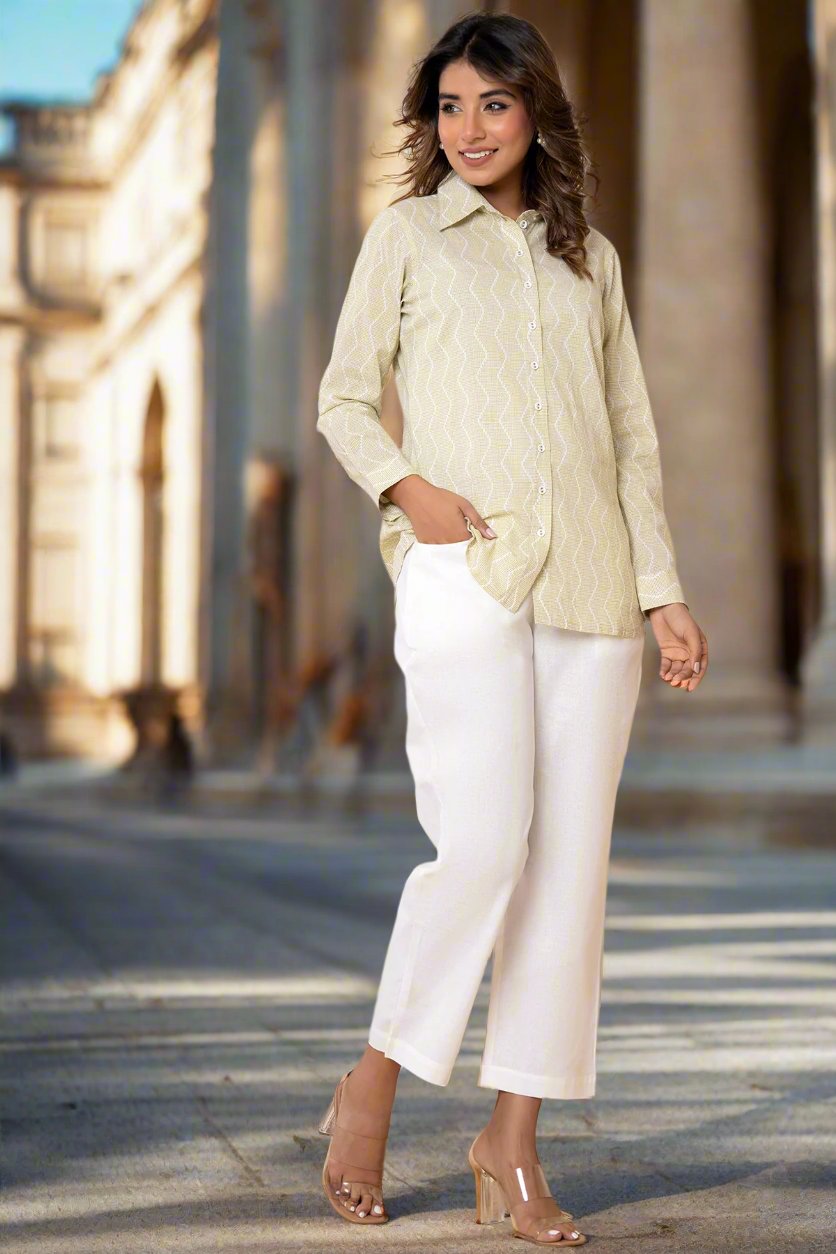 White Airy Linen Wide-leg Pants