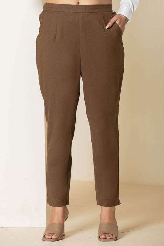 Dark Brown Airy Linen Pants