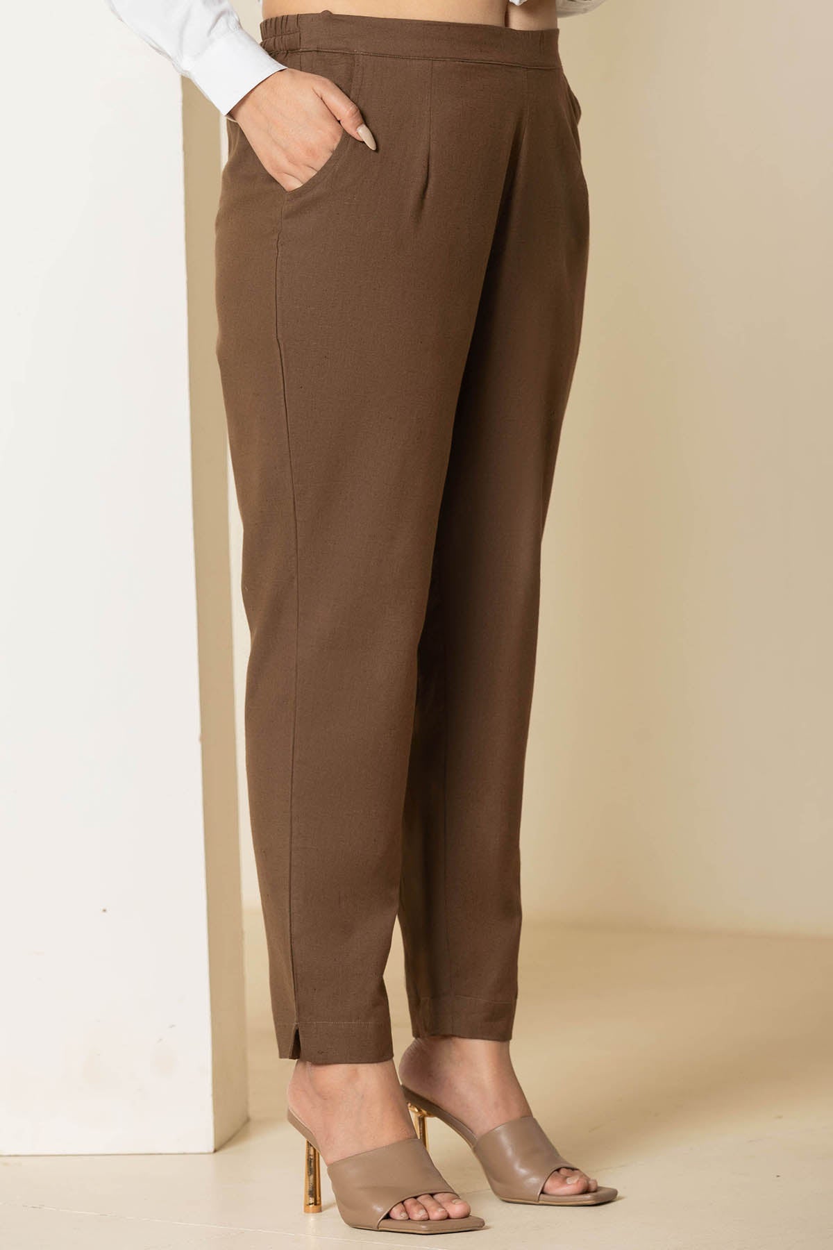 Dark Brown Airy Linen Pants