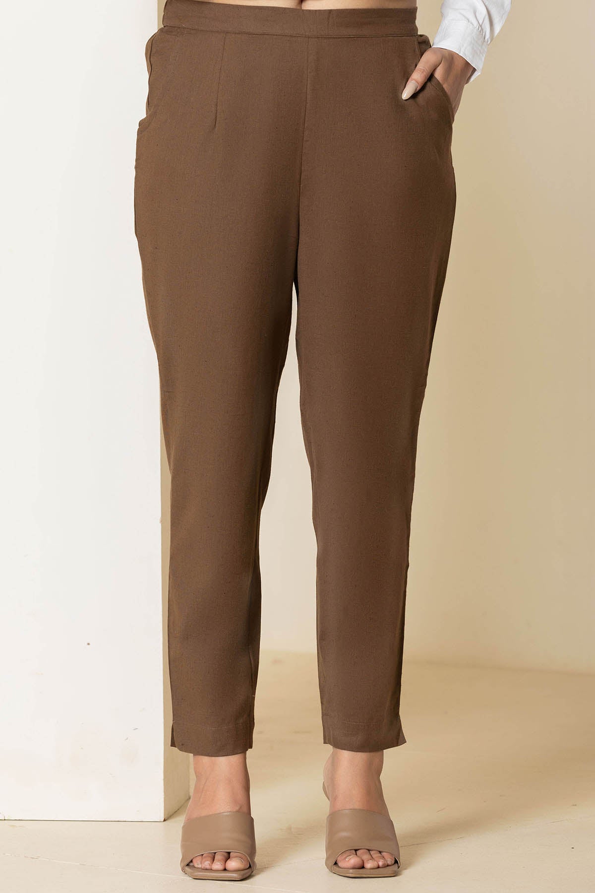 Dark Brown Airy Linen Pants